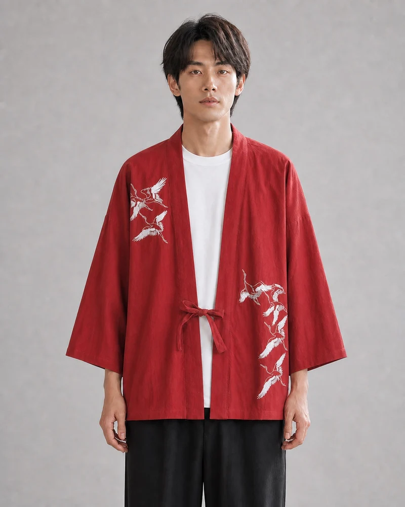 Veste haori homme à grues | Jōhin