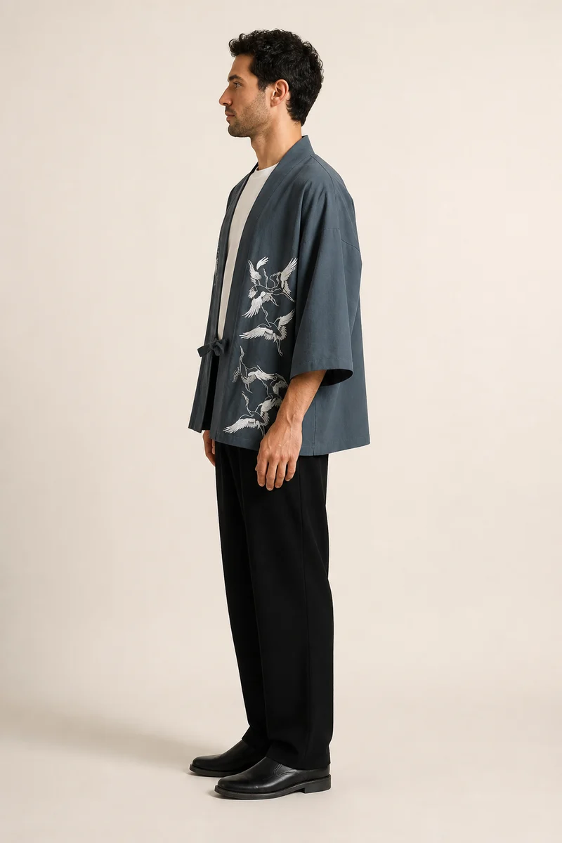 Veste haori homme à grues | Jōhin