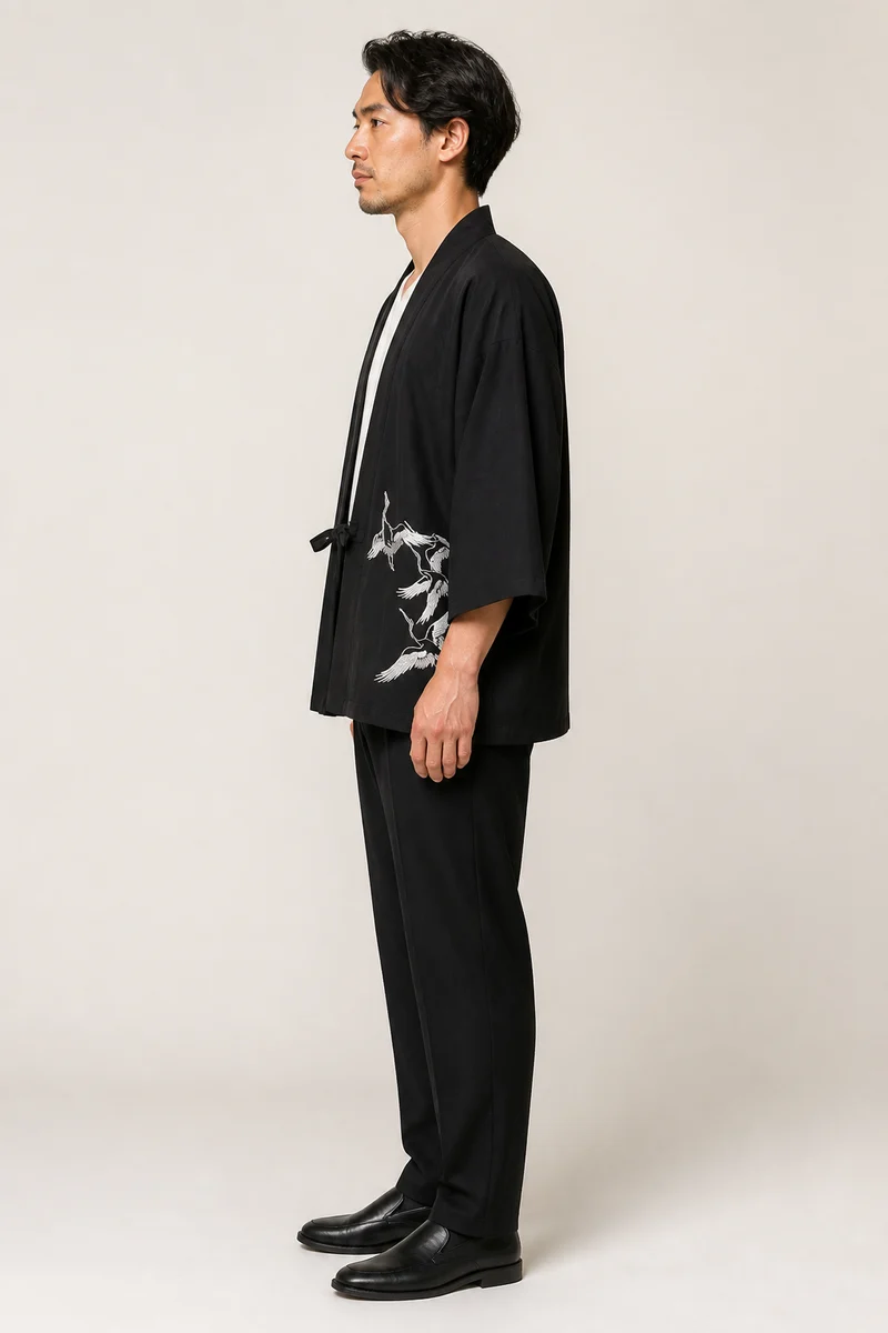 Veste haori homme à grues | Jōhin