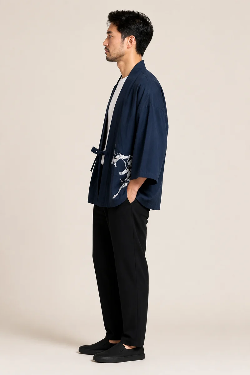 Veste haori homme à grues | Jōhin