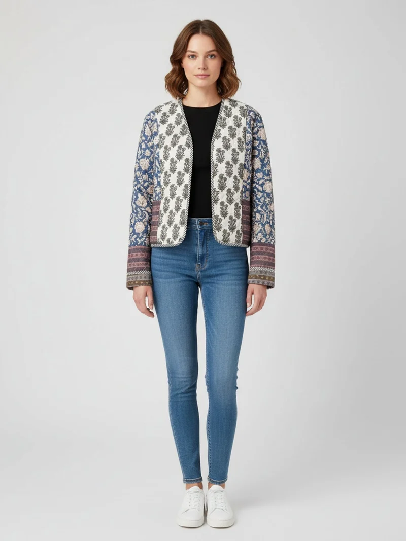 Veste kimono matelassée imprimée femme | Hasu