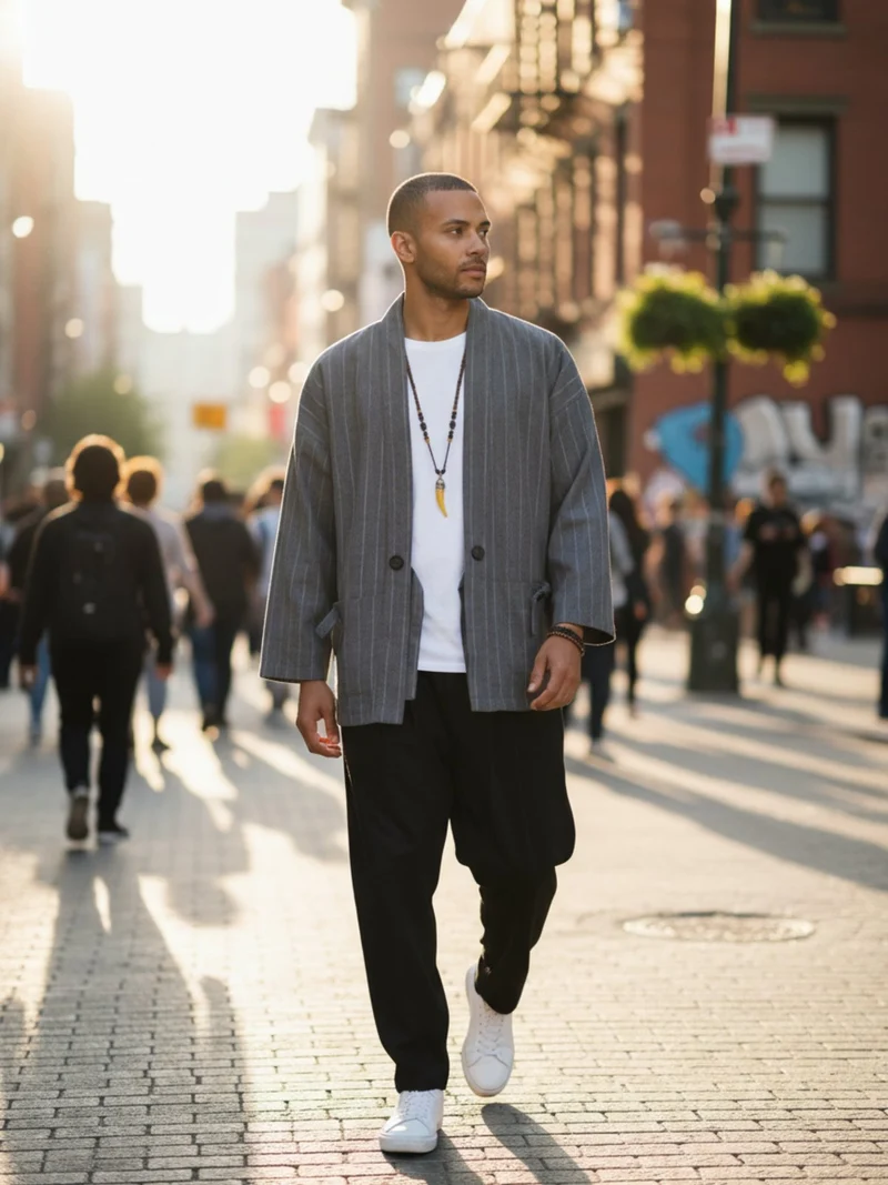 Veste kimono en lin homme | Momiji