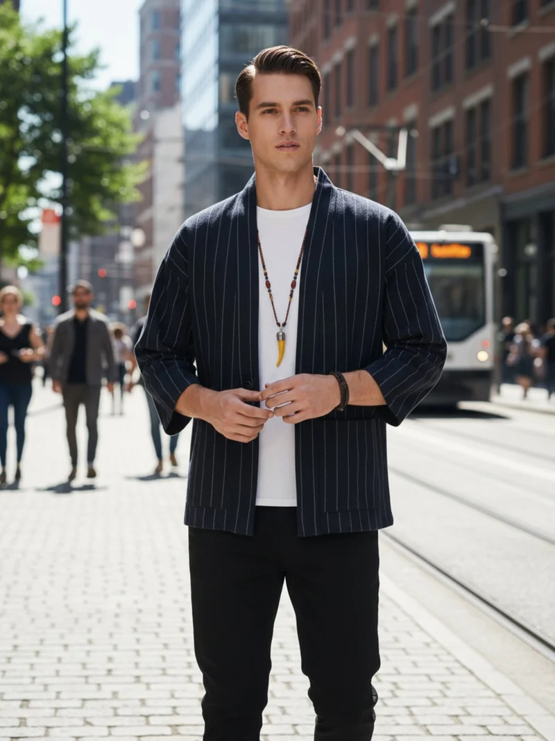 Veste kimono en lin homme | Momiji