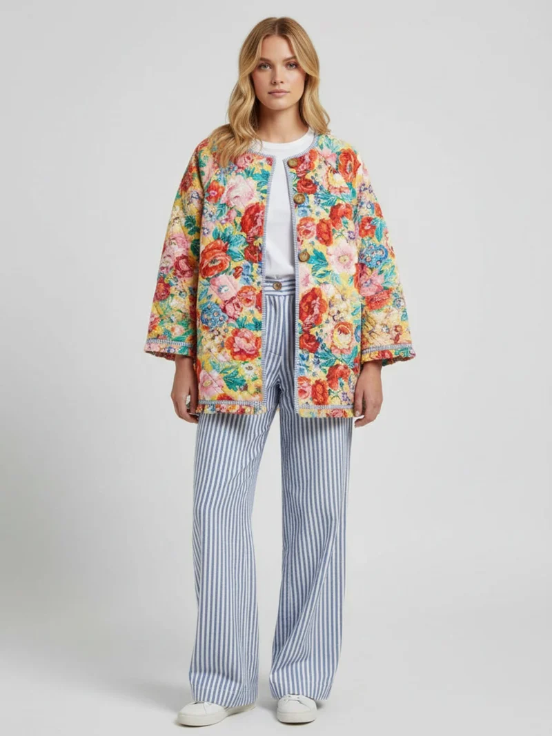 Veste matelassée fleurie femme | Toki
