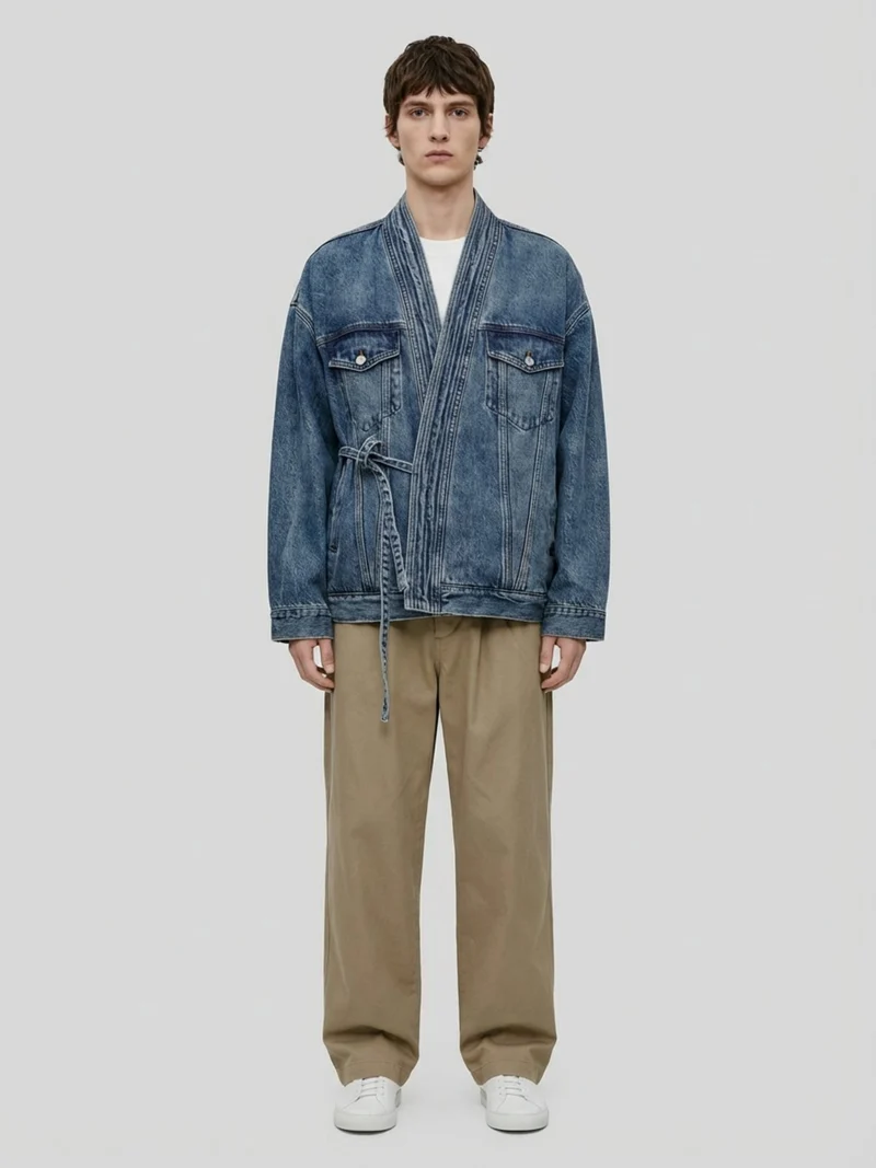 Veste kimono en jean homme | Ibuki