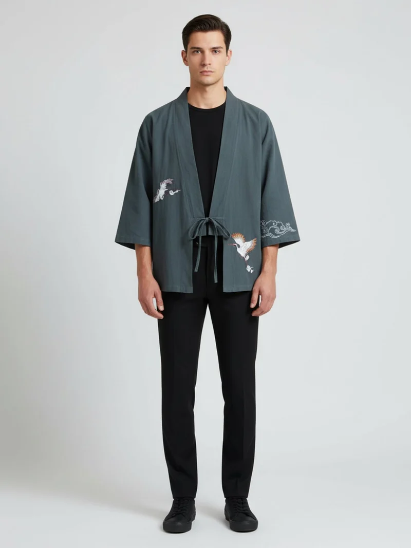 Veste kimono brodée homme | Miho