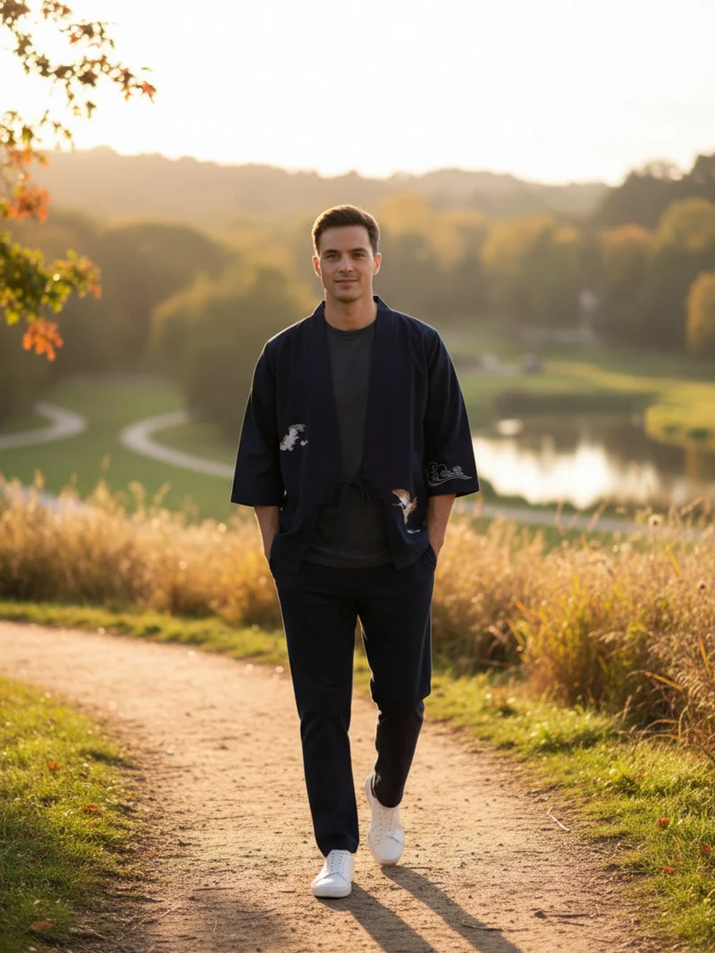 Veste kimono brodée homme | Miho