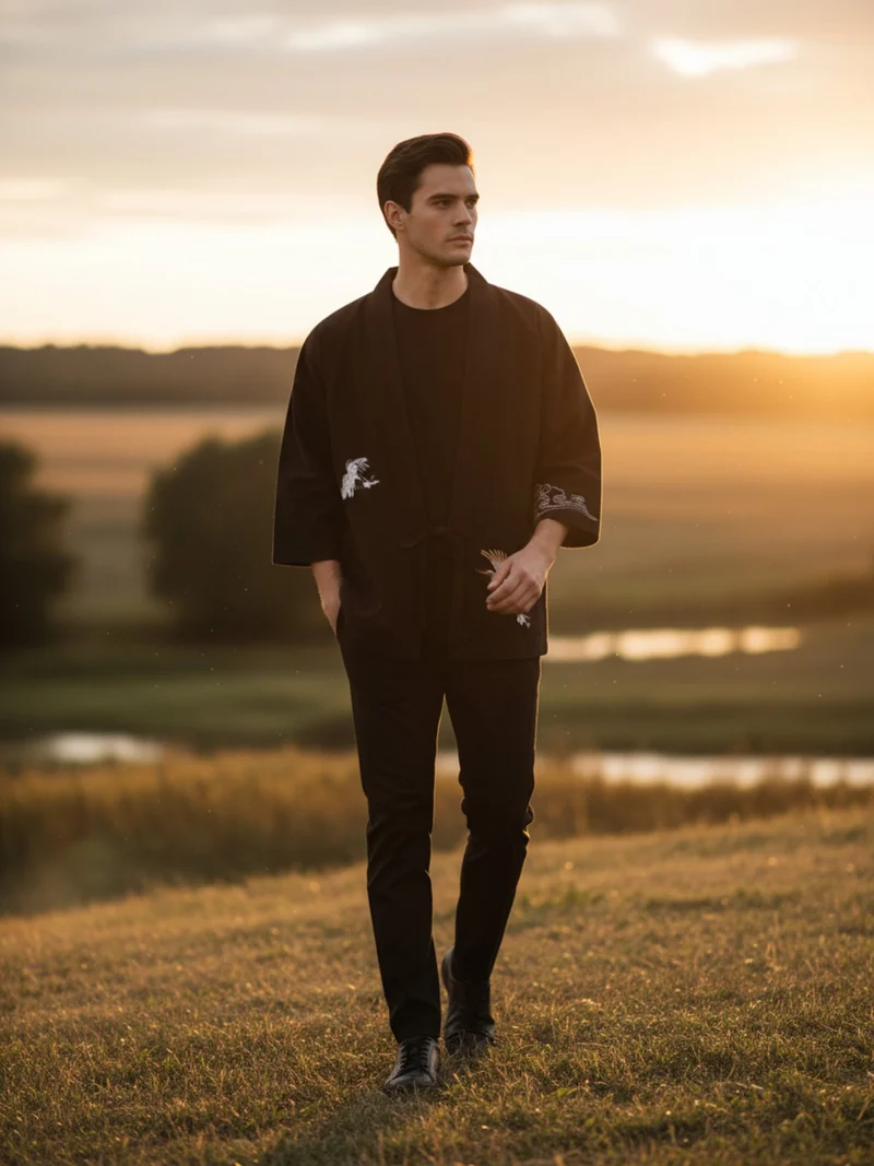 Veste kimono brodée homme | Miho