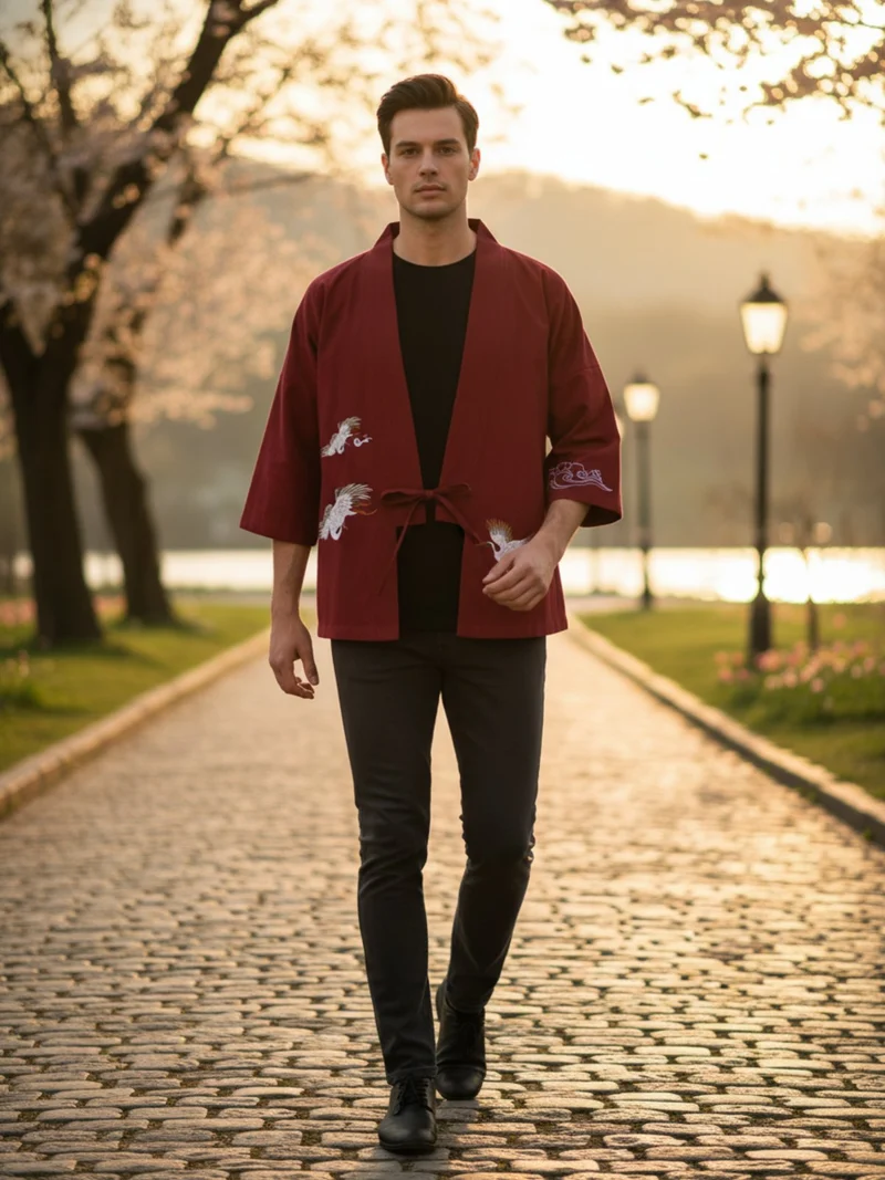 Veste kimono brodée homme | Miho