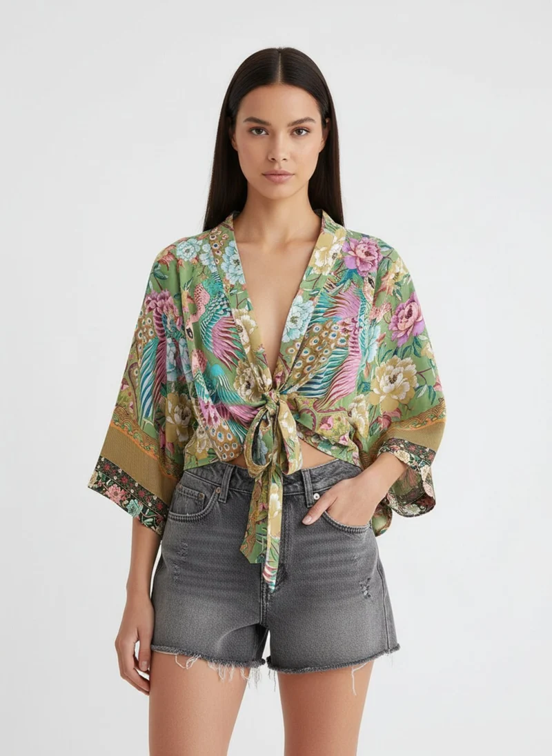 Kimono court cache-coeur femme | Miyabi