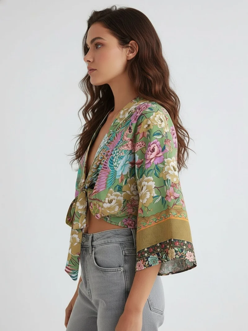 Kimono court cache-cœur femme | Miyabi