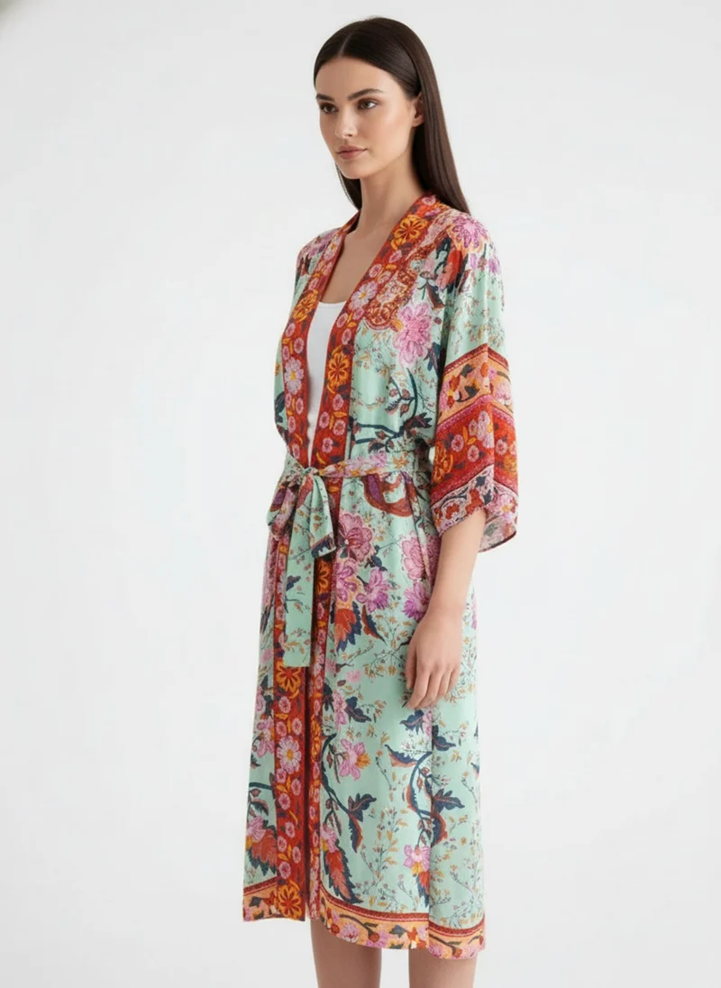 Kimono long femme fleuri | Ayame
