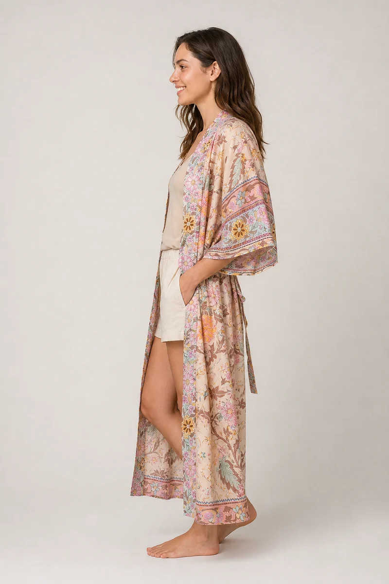 Kimono long femme fleuri | Ayame