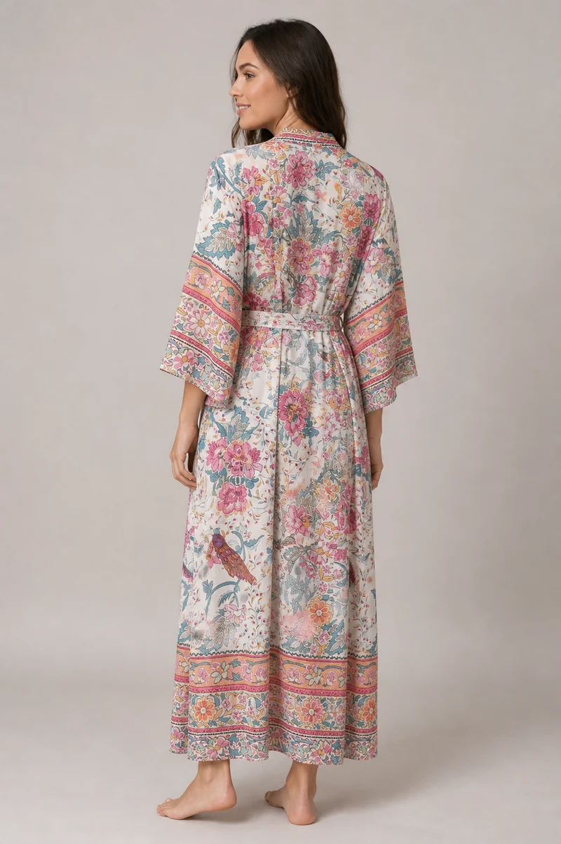 Kimono long femme fleuri | Ayame