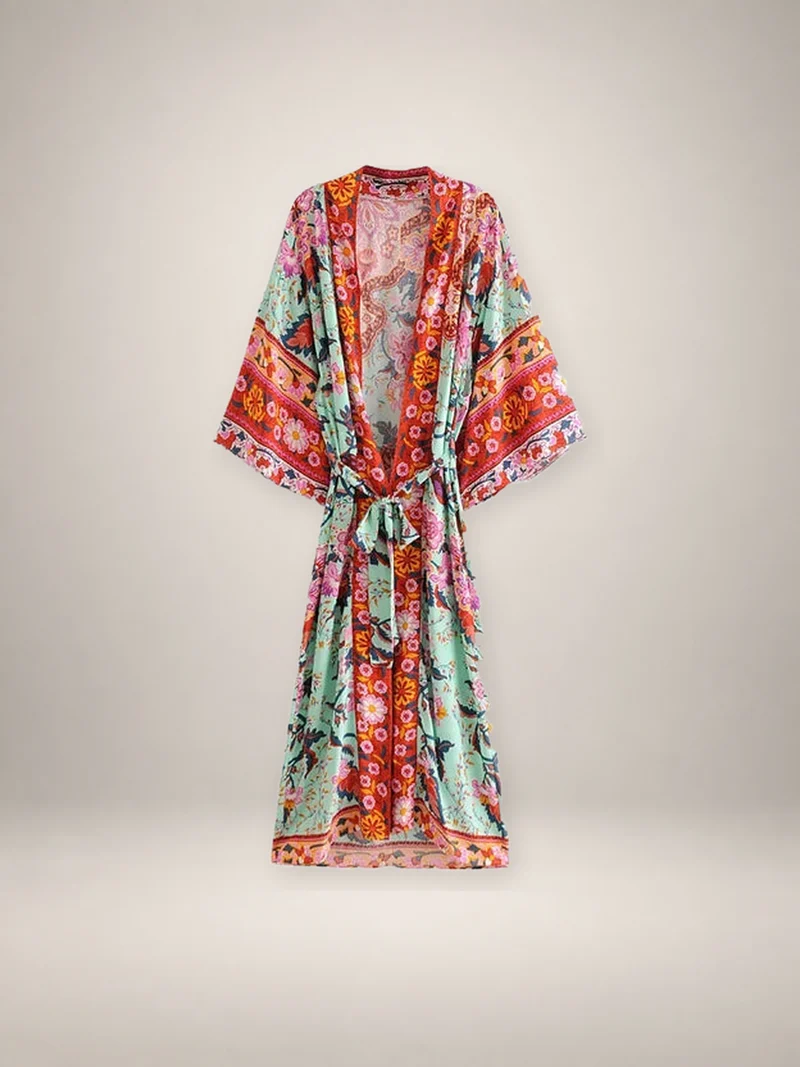 Kimono long femme fleuri | Ayame