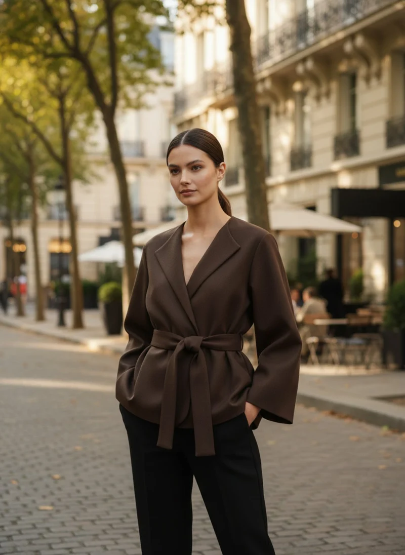 Veste kimono ceinturée chic femme