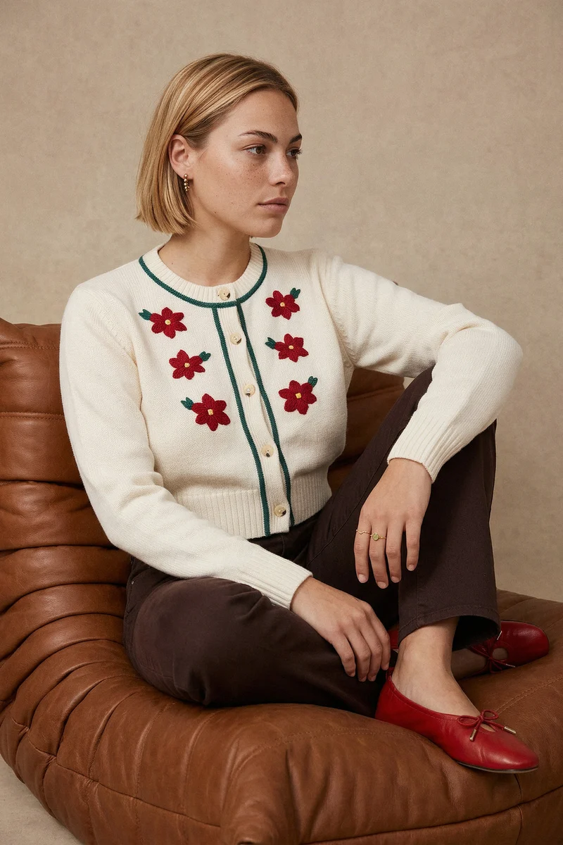 Cardigan Sissi Crème en Laine