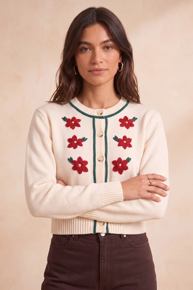 Cardigan Sissi Crème en Laine