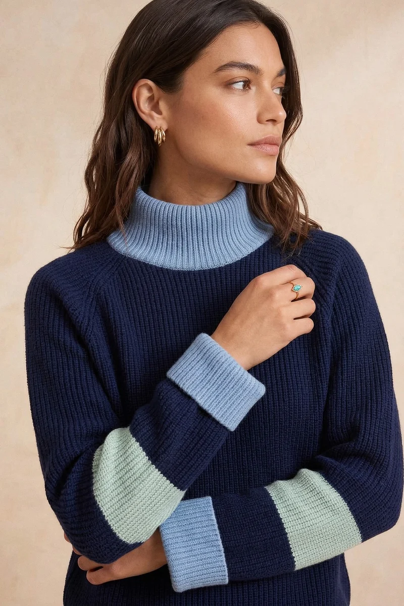 Pull Audacieuse Bleu Polaire en Laine
