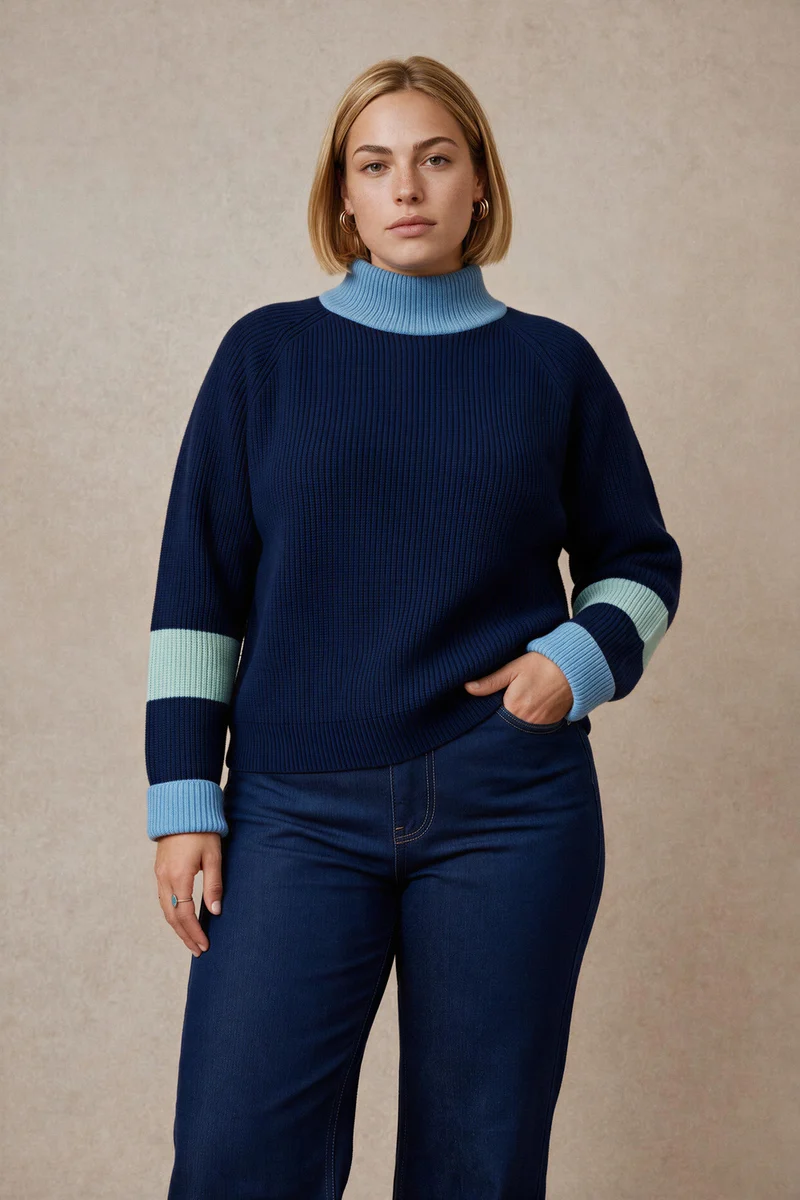 Pull Audacieuse Bleu Polaire en Laine