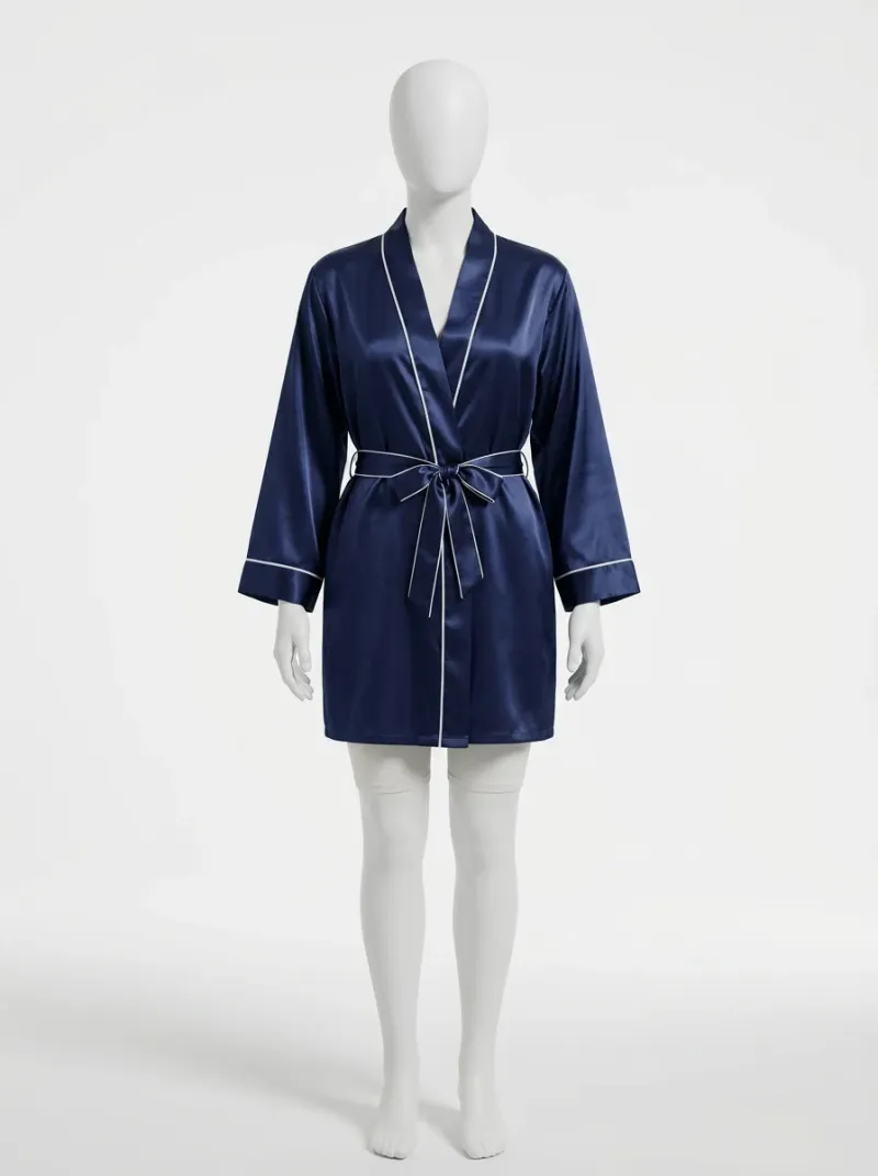 Kimono court polyester satiné détente femme soyeux