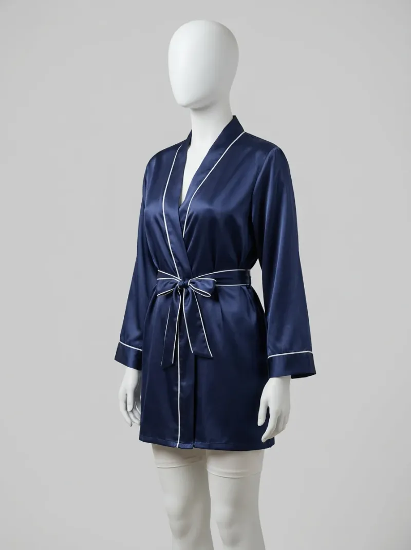Kimono court polyester satiné détente femme soyeux