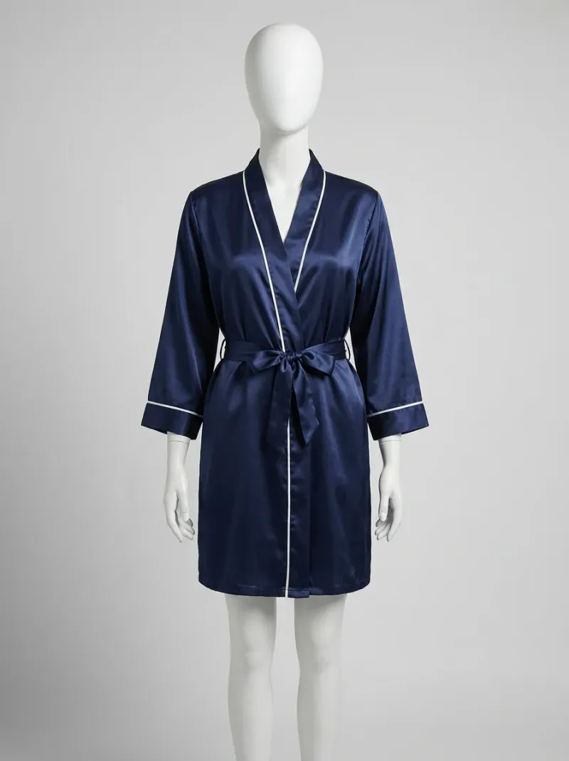 Kimono court polyester satiné détente femme soyeux