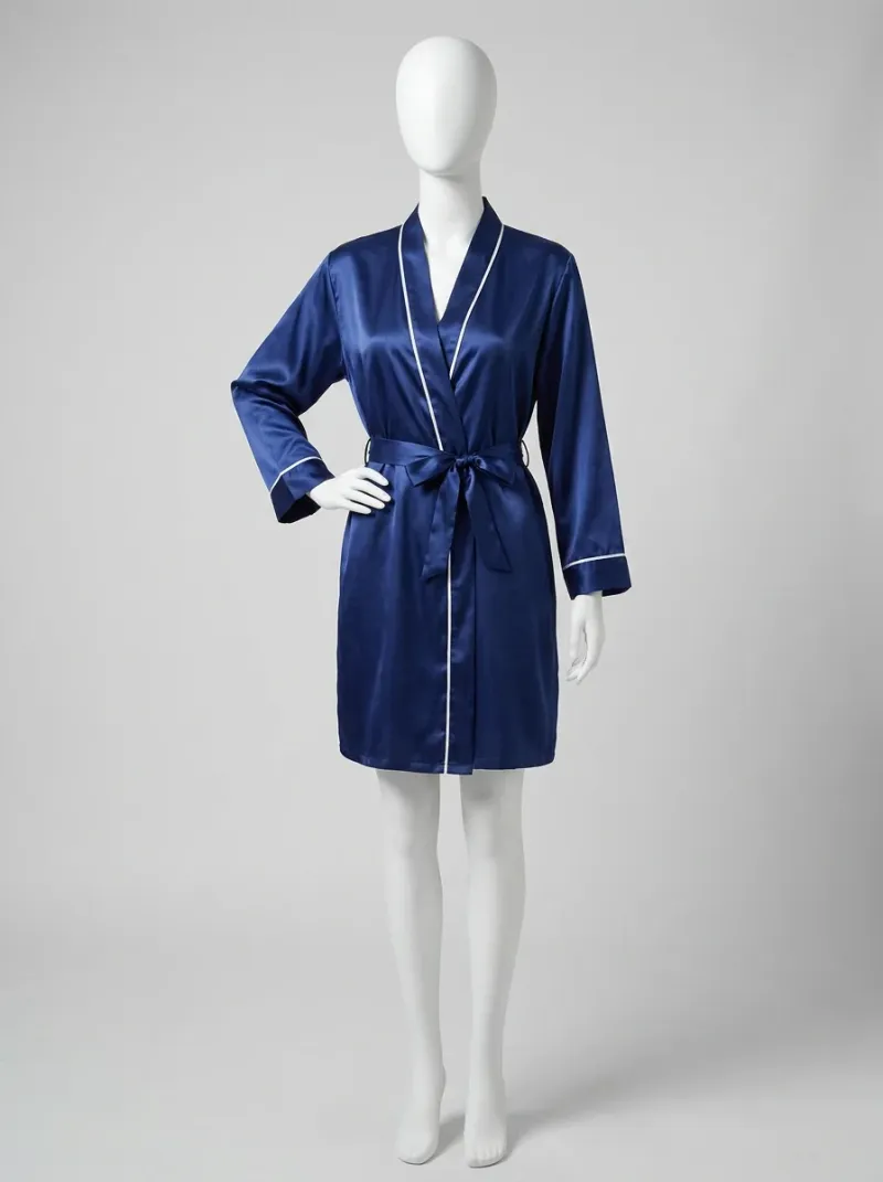 Kimono court polyester satiné détente femme soyeux
