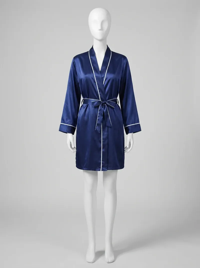Kimono court polyester satiné détente femme soyeux
