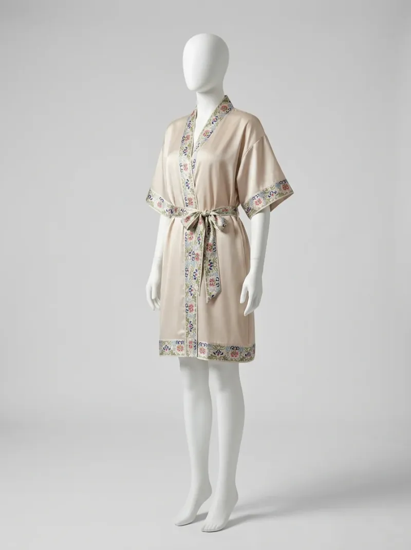 Kimono court satin lingerie femme élégant épuré