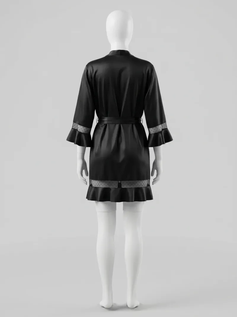 Kimono court polyester végétal satiné nuit femme raffiné