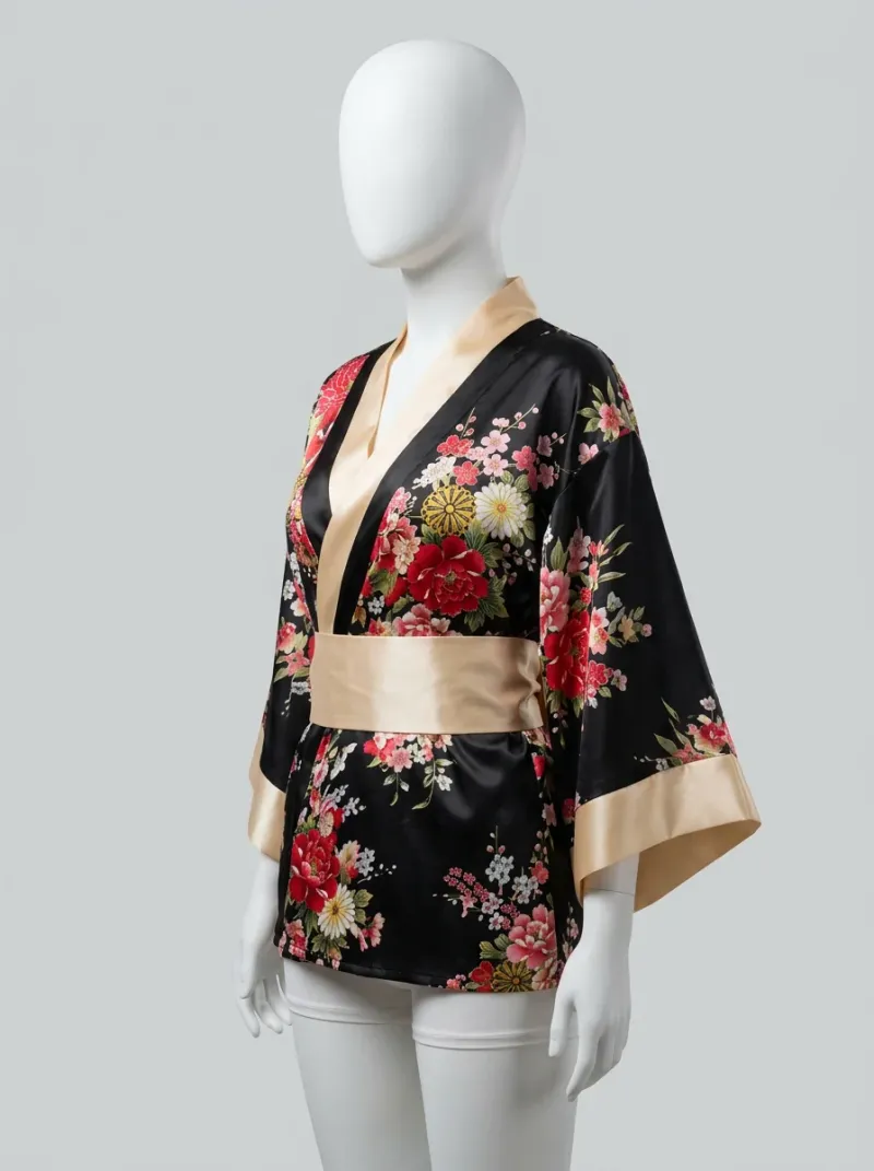 Kimono court mousseline de soie nuit sexy femme