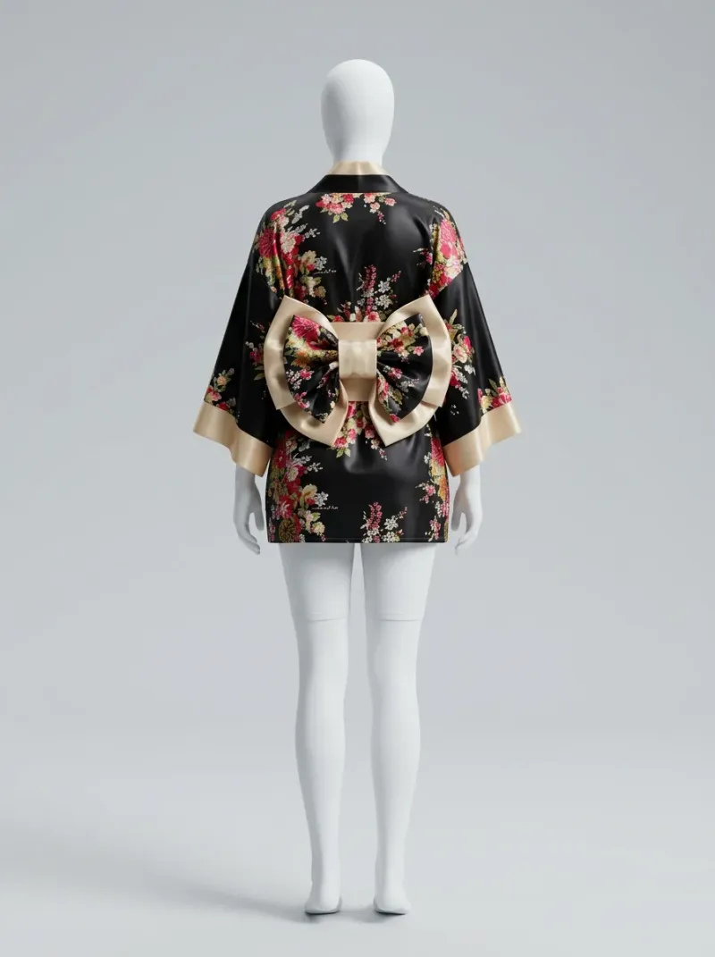 Kimono court mousseline de soie nuit sexy femme
