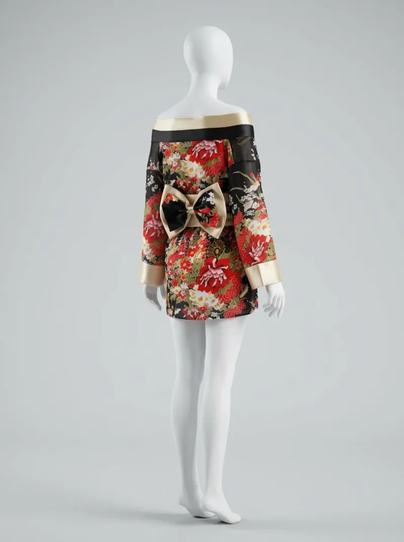 Kimono court mousseline de soie nuit sexy femme