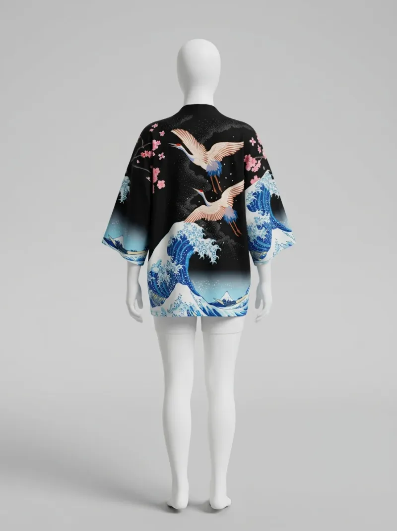Kimono court coton polyester quotidien raffiné femme
