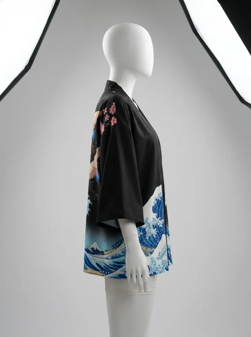 Kimono court coton polyester quotidien raffiné femme