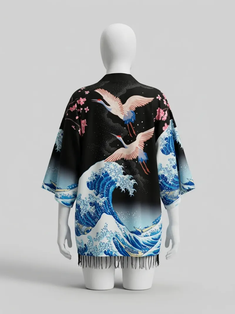 Kimono court coton polyester quotidien raffiné femme