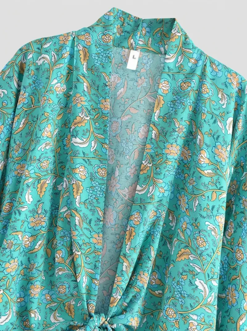 Kimono court coton manches chauve-souris bohème
