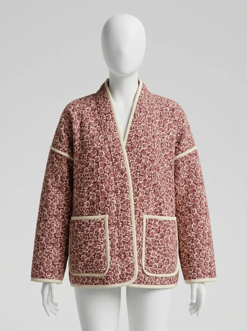 Kimono court coton épais automne femme confortable
