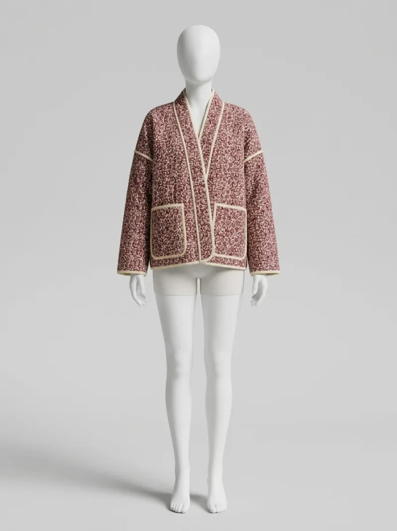 Kimono court coton épais automne femme confortable