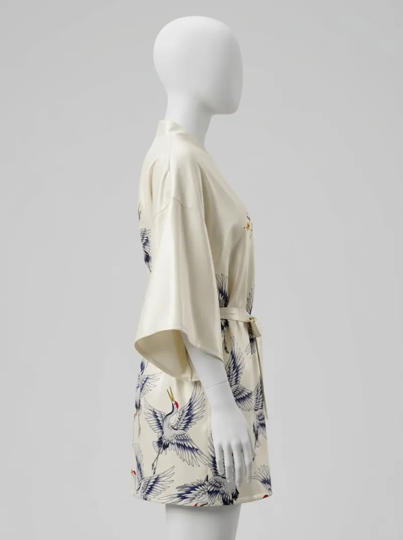 Kimono court satin fluide femme peignoir élégant