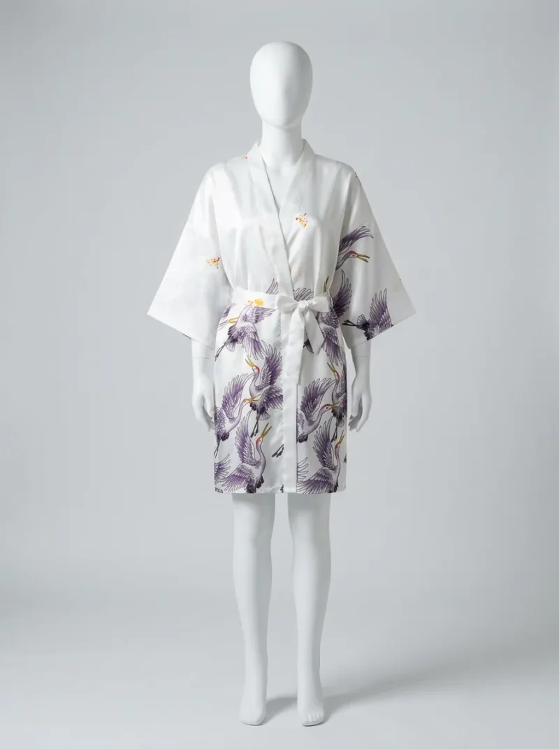 Kimono court satin fluide femme peignoir élégant