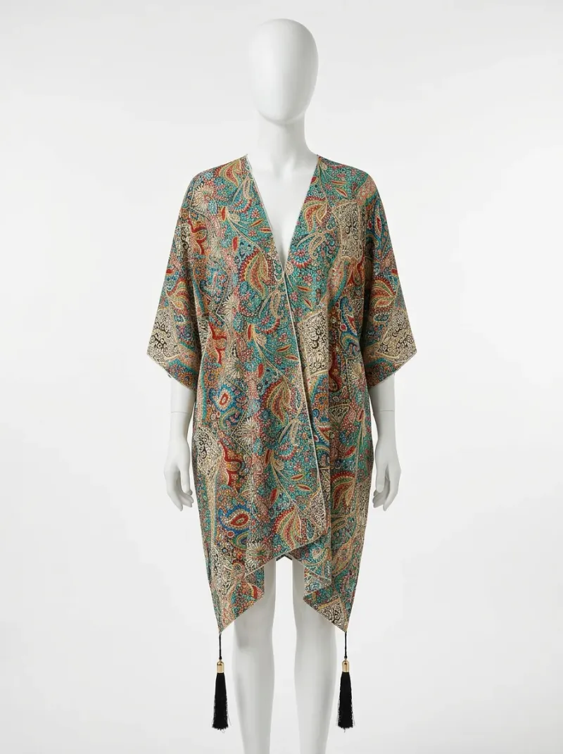 Kimono court polyester élasthanne décontracté femme bohème