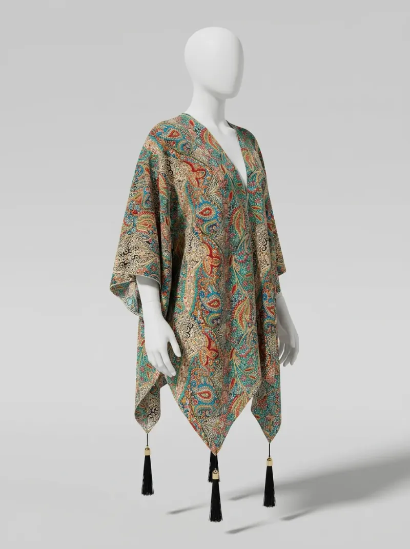Kimono court polyester élasthanne décontracté femme bohème