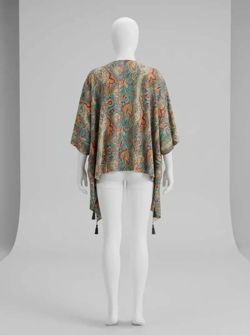 Kimono court polyester élasthanne décontracté femme bohème