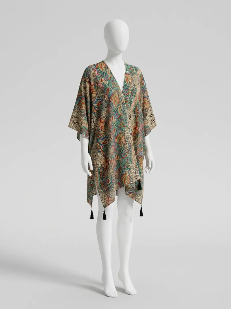 Kimono court polyester élasthanne décontracté femme bohème