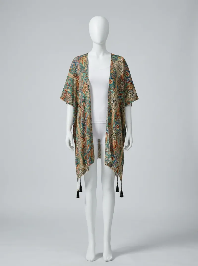 Kimono court polyester élasthanne décontracté femme bohème