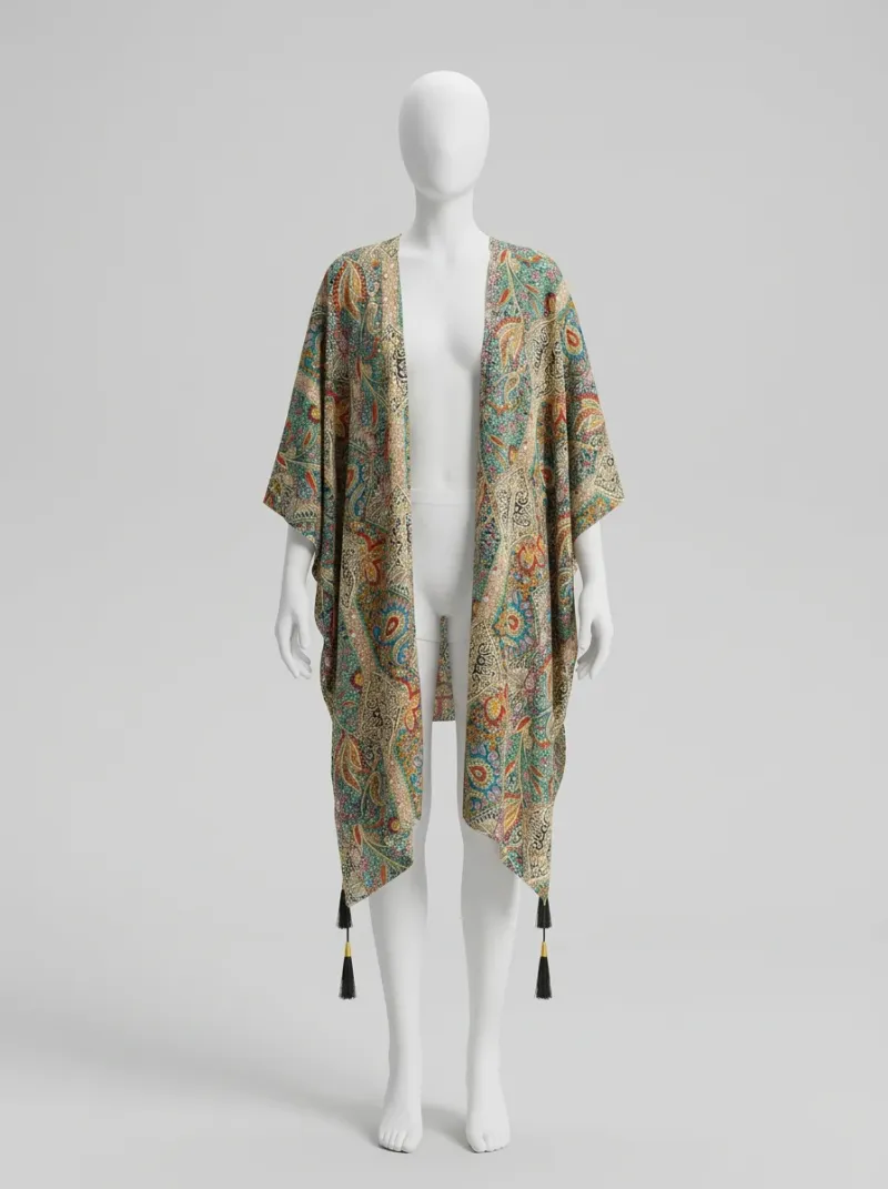 Kimono court polyester élasthanne décontracté femme bohème