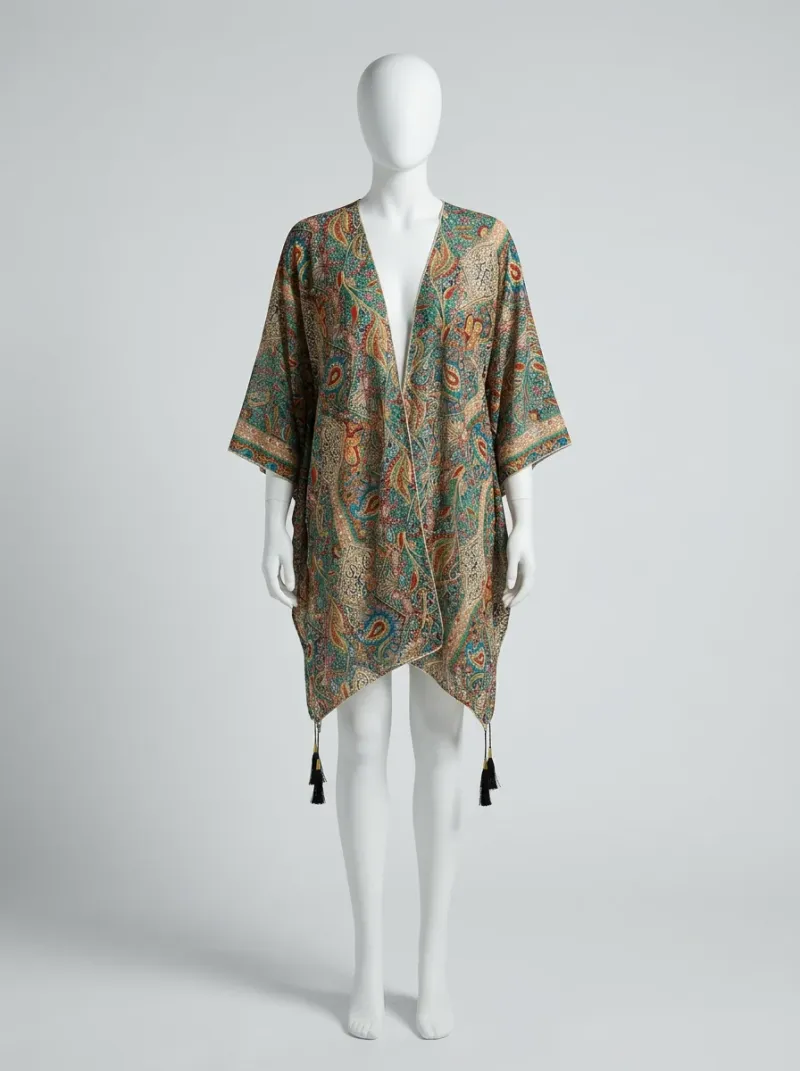 Kimono court polyester élasthanne décontracté femme bohème