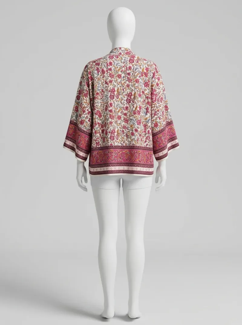 Kimono court coton rayonne plage femme bohème